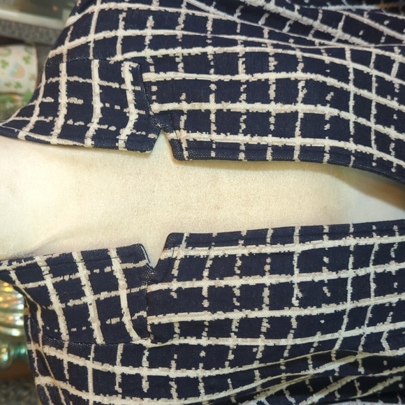 Nic+Zoe Painted Plaid Boyfriend Oversized Blazer Navy/White Knit Plus Size Sz 3x - Picture 8 of 12